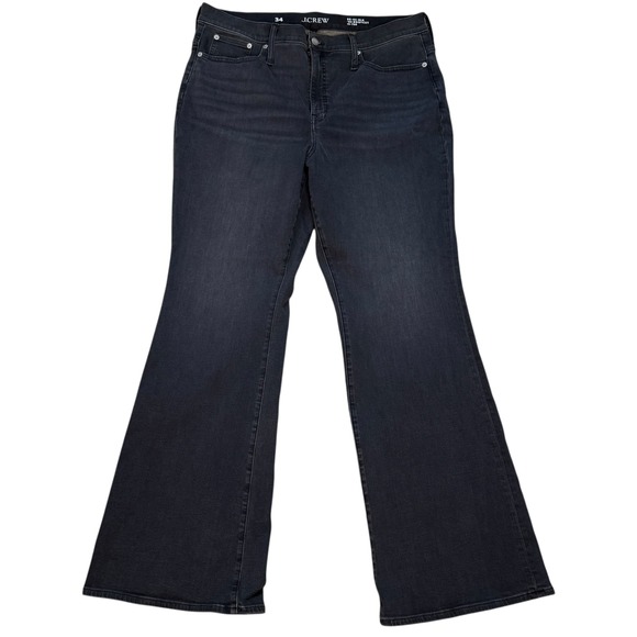 J Crew Retro High Rise Bootcut Flare Jeans Dark Wash Womens Size 34 x 32 Black